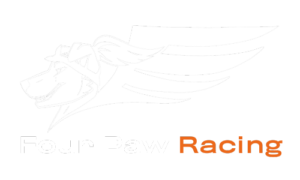 White Four Paw Racing Logo in a transparent background